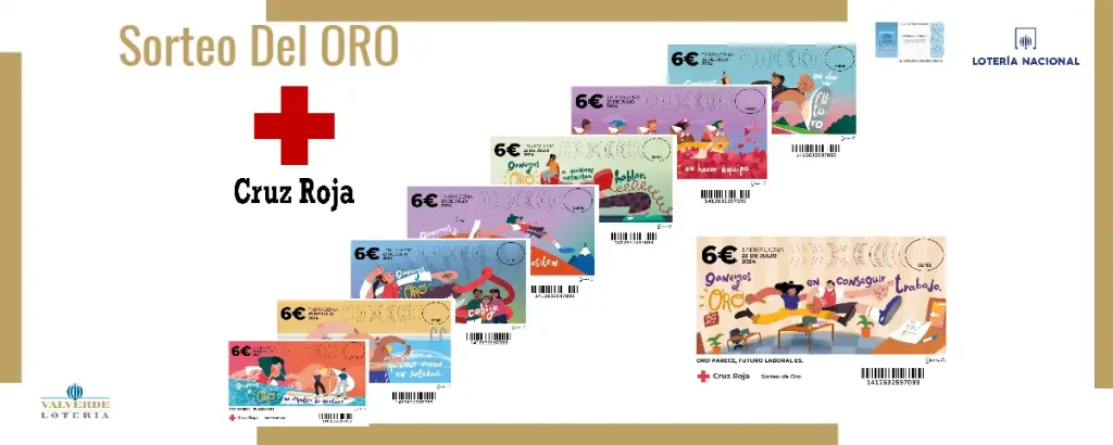 Coleccion decimos Sorteo del oro Cruz Roja